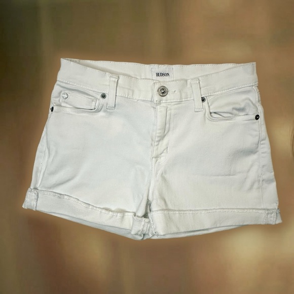 Hudson Jeans White ‘Asha’ Mid-Rise Cuffed Denim Shorts Size 26 - Picture 9 of 13